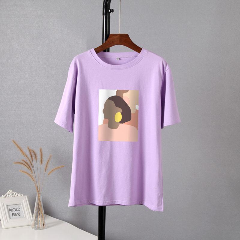 Hirsionsan модная женская футболка с абстрактным рисунком 2021, новые хлопковые футболки с эстетическим принтом, свободные базовые женские топы с короткими рукавами