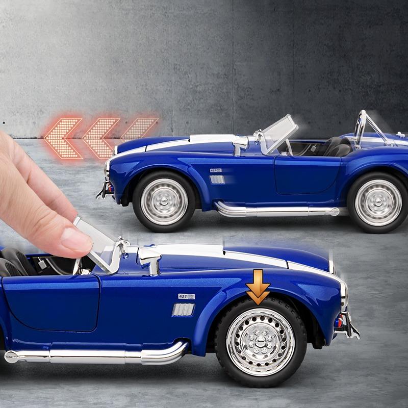 Моделирование 1:Классическая модель автомобиля Shelby AC Cobra в масштабе 22 из сплава со звуком и светом, коллекционная, литая металлическая миниатюра Voiture
