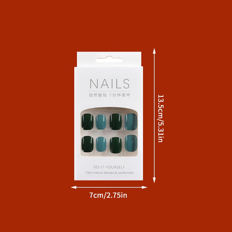 24 шт. однотонных цветных накладных ногтей с гелем на окрашенных многоразовых минималистичных стилях, быстросъемных, полностью готовых накладных ногтей
