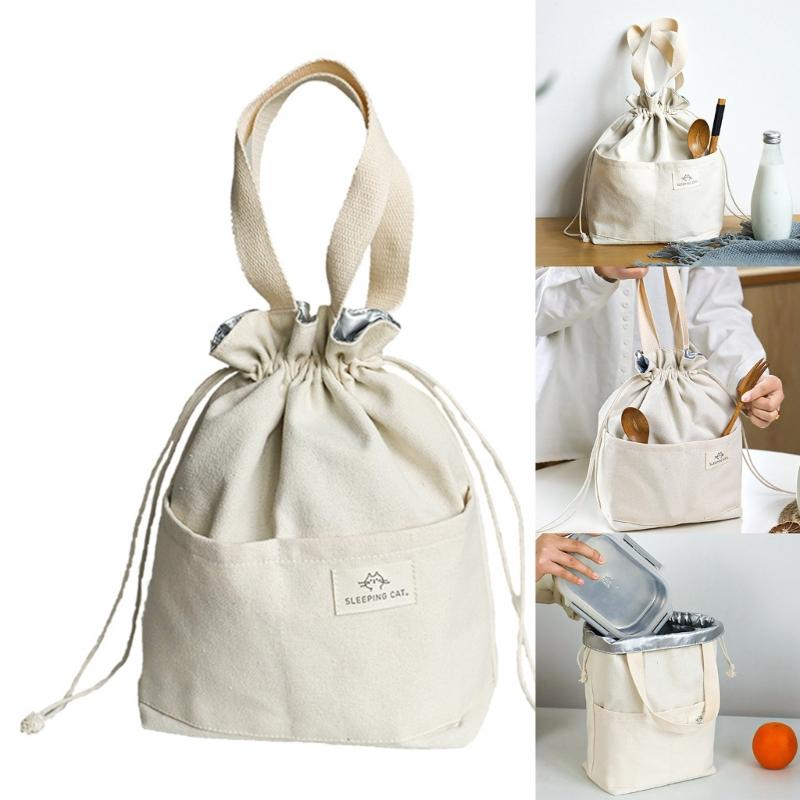 Утолщенный алюминиевый термо-бенто бокс-тоут, стильная и прочная холщовая сумка для ланча, стильная для пикников и путешествий