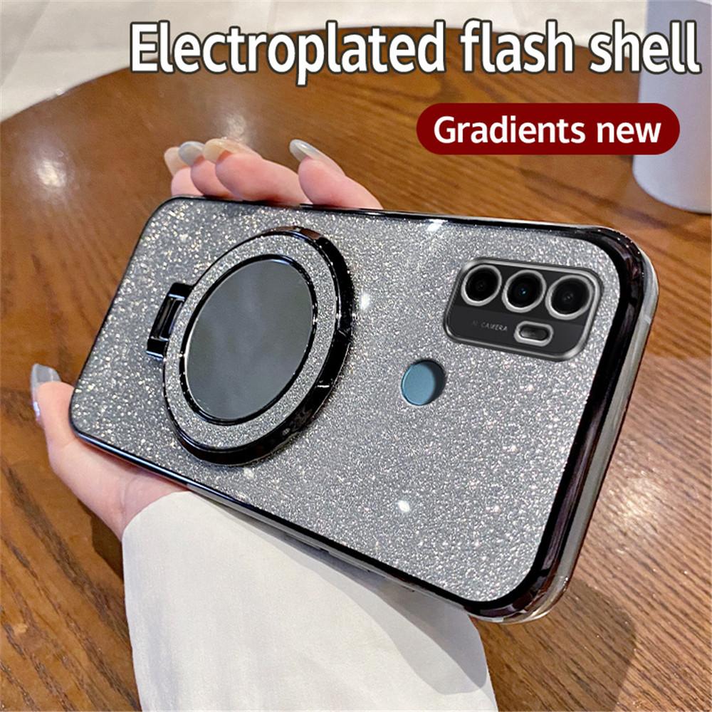 Зеркальный Роскошный Гальванический Магнитный Чехол-Подставка с Блестками Для OPPO A16 A16S A17 A54S A53S 4G A91 A5 A8 A9 A31 A33 A53 2020 Мягкий Чехол