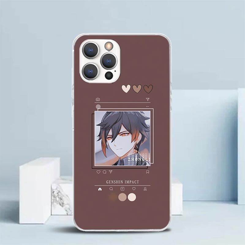 Мультяшный чехол для телефона Genshin Impact для iPhone 16 17 Air 16E 15 14 Plus 13 Mini 12 11 Pro Max 7 8 + SE 2020 Мягкая задняя крышка из ТПУ 16