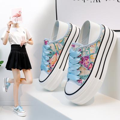 Женские летние повседневные кроссовки на массивной платформе, дышащие прогулочные туфли без шнуровки, легкая спортивная обувь для бега на шнуровке, модельные туфли с низким верхом для женщин