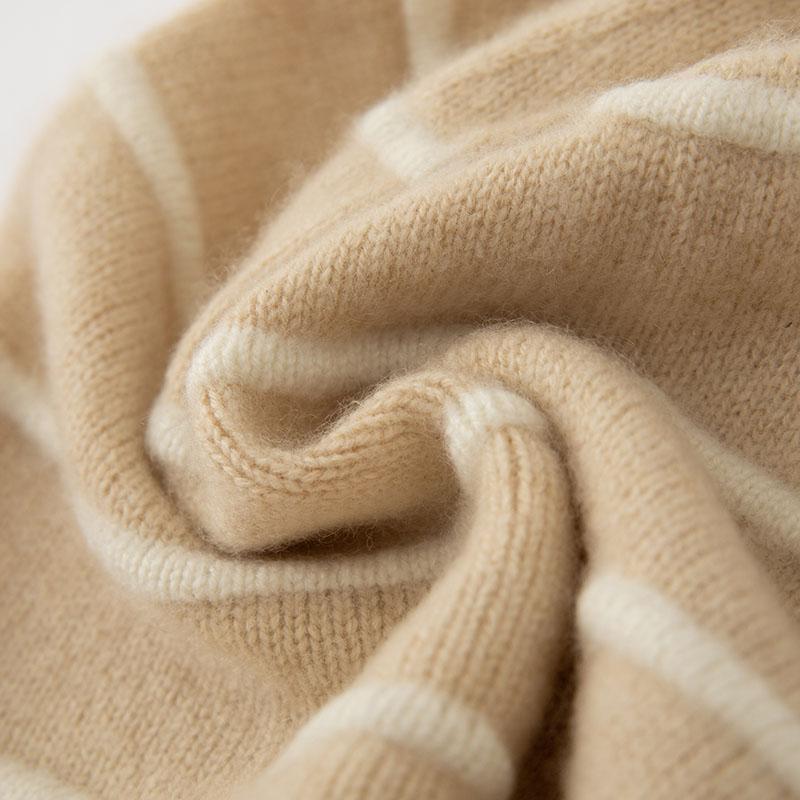 Женская шапка-бини из 100% чистого кашемира, полосатый узор, отворот, зимняя теплая мягкая шапка-носок, аксессуар для холодной погоды