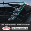 Car Stickers Side Camera Protector Covers Flank Spoiler Wing Decorative Guards Carbon Fiber For Tesla Model 3 Highland 2024