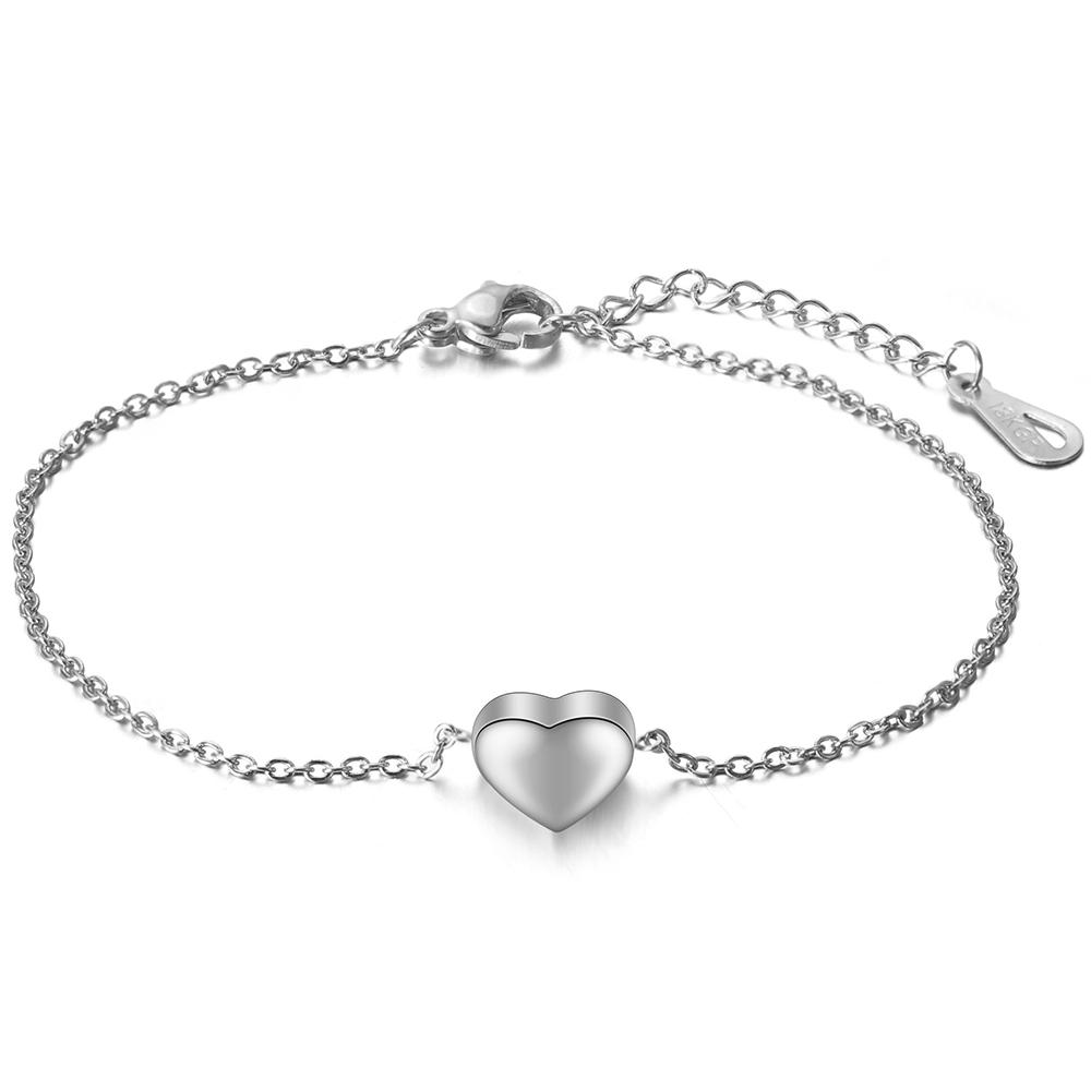 Fashionable, Individual and Trendy Heart-shaped Perforated Stainless Steel and Titanium Steel Bracelet and Anklets