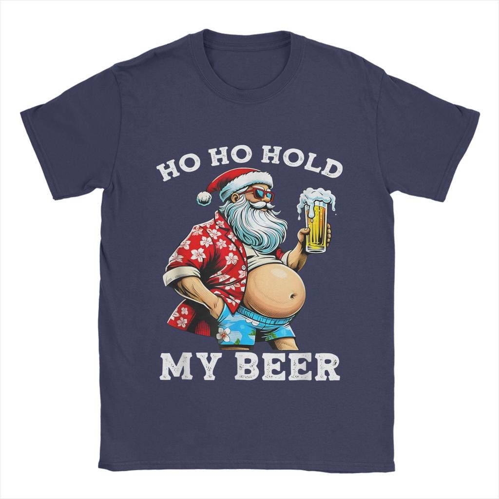 Christmas and beer T Shirts for Men 100% Cotton Novelty T-Shirt Round Collar Tee Shirt Short Sleeve Clothing Graphic