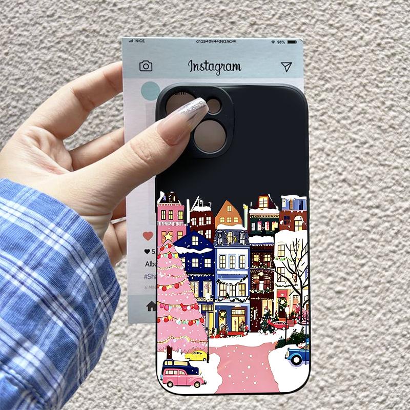 Snow View House Landscape Phone Case for IPhone 17 16 15 14 13 12 11 Pro Max Mini SE2 7 8 Plus Shockproof Silcone Cover Fundas