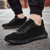 2025 new spring and autumn flying woven mesh running men's casual black sports shoes breathable non-slip lace-up large size shoes