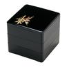 Wakaizumi Lacquerware 3-Tiered Jubako Box, 7.5 Inches, Black, Pine, Bamboo, and Plum Design (Black Interior), Deep, 1-461-01