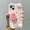 Забавный 3D Розовый Слюнявый Пятачок Свиньи Невидимый Брекет Чехол Для iPhone 13 14 15 16 17 Pro Max Милый Креативный Держатель Стенд Ударопрочный Чехол