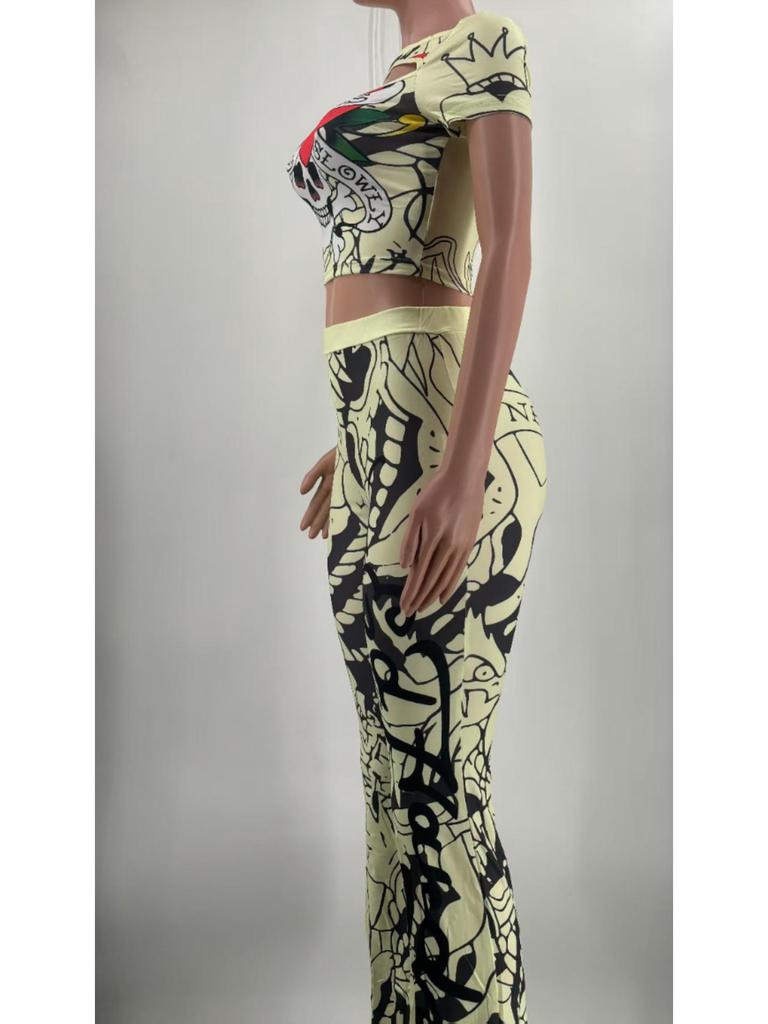 Летний повседневный костюм с коротким рукавом и принтом 2024 г.