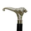 Wooden Walking Stick Lion Head Handle Chrome Finish