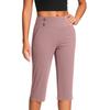 Women's Fashionable Solid Color Button Pocket Pants With Split Hems High Waist Sports Yoga Casual Cropped Pants