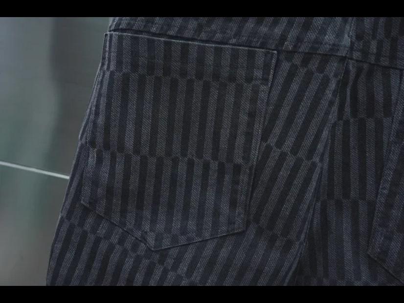 Men's Slim-Fit Striped Harem Jeans - Trendy, Elastic Casual Pants for Autumn/Winter