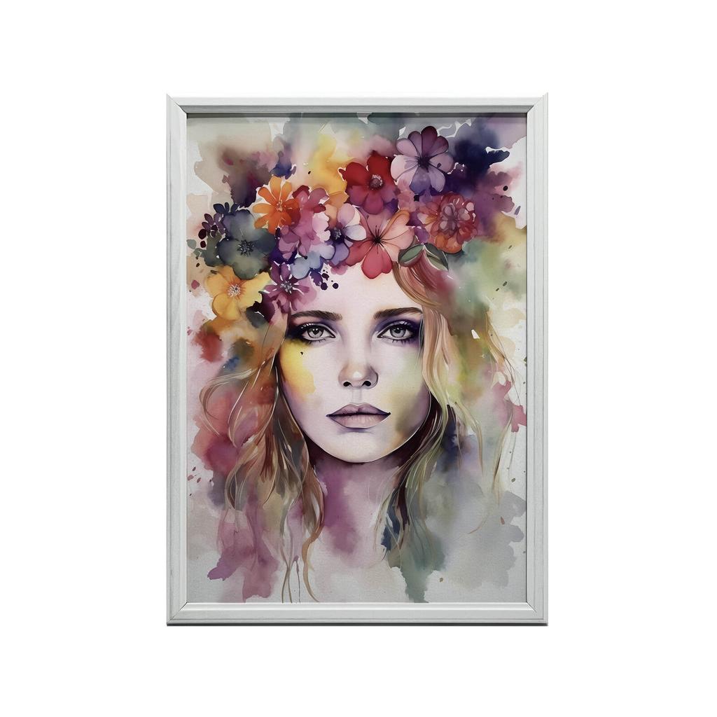 Twarz Kobiety Z Wiankiem Twarz Kobiety Z Wiankiem, 70X100 Cm, Bez Ramy, Płótno Premium Na Blejtramie