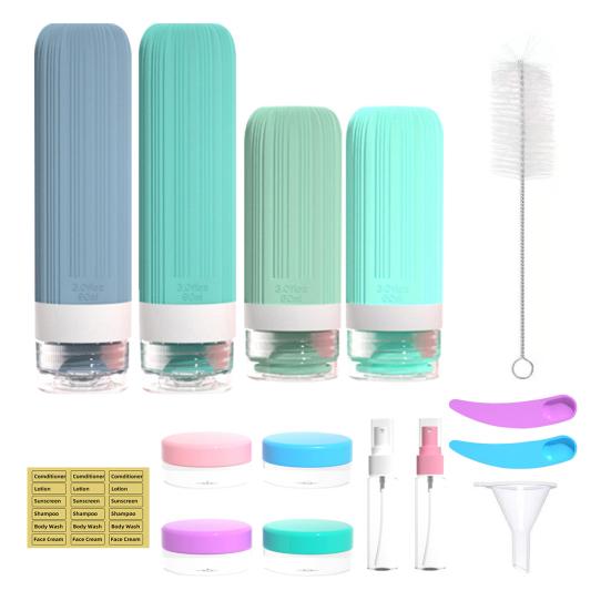 1 набор 60/90 мл силиконовых дорожных бутылочек, герметичные, многоразовые, для хранения крема для лица, лосьона, солнцезащитного крема, портативные, многоразовые, пустые емкости для туалетных принадлежностей