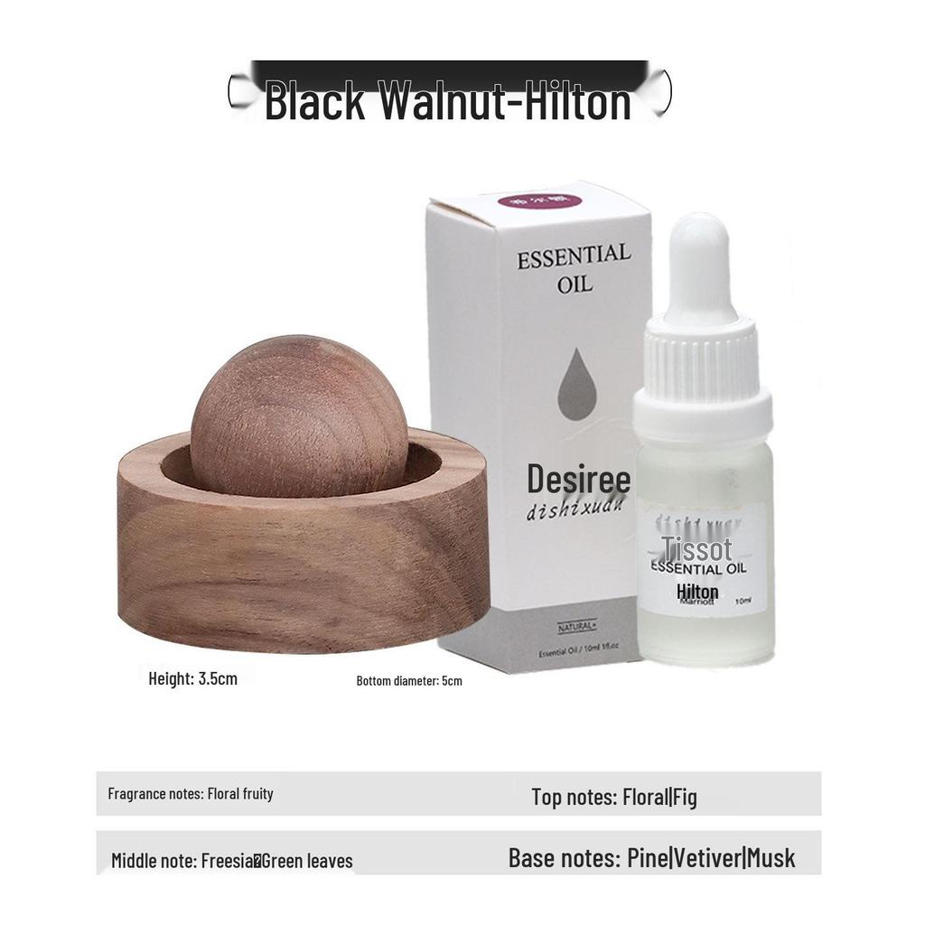 Round Wood Aromatherapy Diffuser - Long-Lasting Essential Oil and Car Fragrance Ornament for Home and Bedroom.