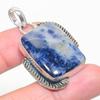 Двухцветный кулон из стерлингового серебра 925 пробы с натуральным содалитом, 1,89 дюйма, M0I66