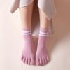 1Pairs Kids Toe Socks Striped Cotton-finger Socks for 4-12T Children Boys Girls Casual Five Toes Tennies Breathable Short Socks