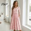 Slimming Silhouette Midi Dresses Autumn Floral Dress for Women, Long Sleeve Bohemian A Line Slim Fit Covering Belly Fat Dress, Vintage Waist-Cinching
