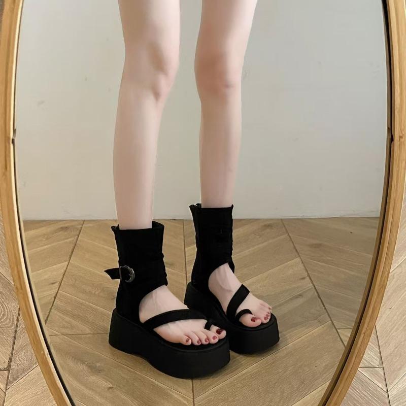 Босоножки на толстой подошве с увеличением высоты женские летние новые сапоги-маффины с открытым носком для пляжа модная универсальная модная обувь