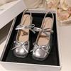 Silver Single Shoes Women's 2025 New with Skirt Spring Light Mouth Thick Heel Bow Grandma Mary Jane Shoes Small Leather Shoes