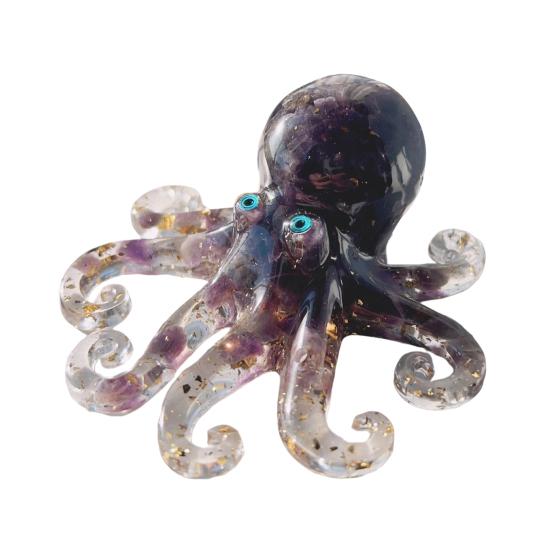 Эпоксидная фигурка осьминога из искусственного хрусталя, исцеляющий натуральный камень, статуэтка осьминога, морское животное, украшение для рабочего стола