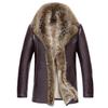 New Winter Raccoon Big Fur Collar Fur All-in-one Men's Mid-length Fur Thickened Coat Genuine Leather Coat