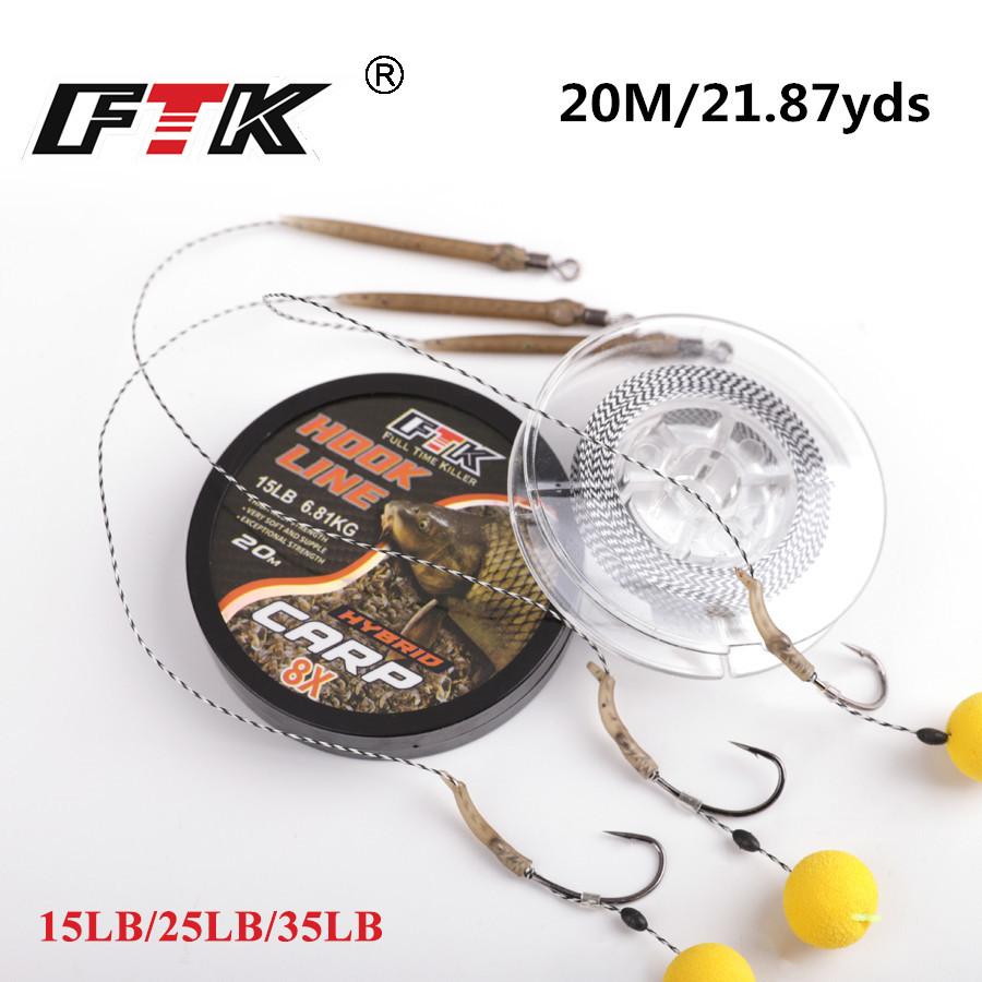 20m Carp Fishing Line Braided Leadless Core Carp Front Leader Camouflage Green Mainline Lead Core for Carp Fishing Sets Chod Helicopter Fishing Sets