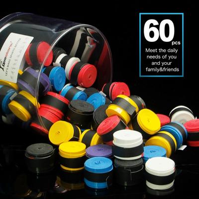 60 шт. противоскользящие накладки для тенниса с белым покрытием, ручки для бадминтона, ленты для теннисных ракеток, напульсники