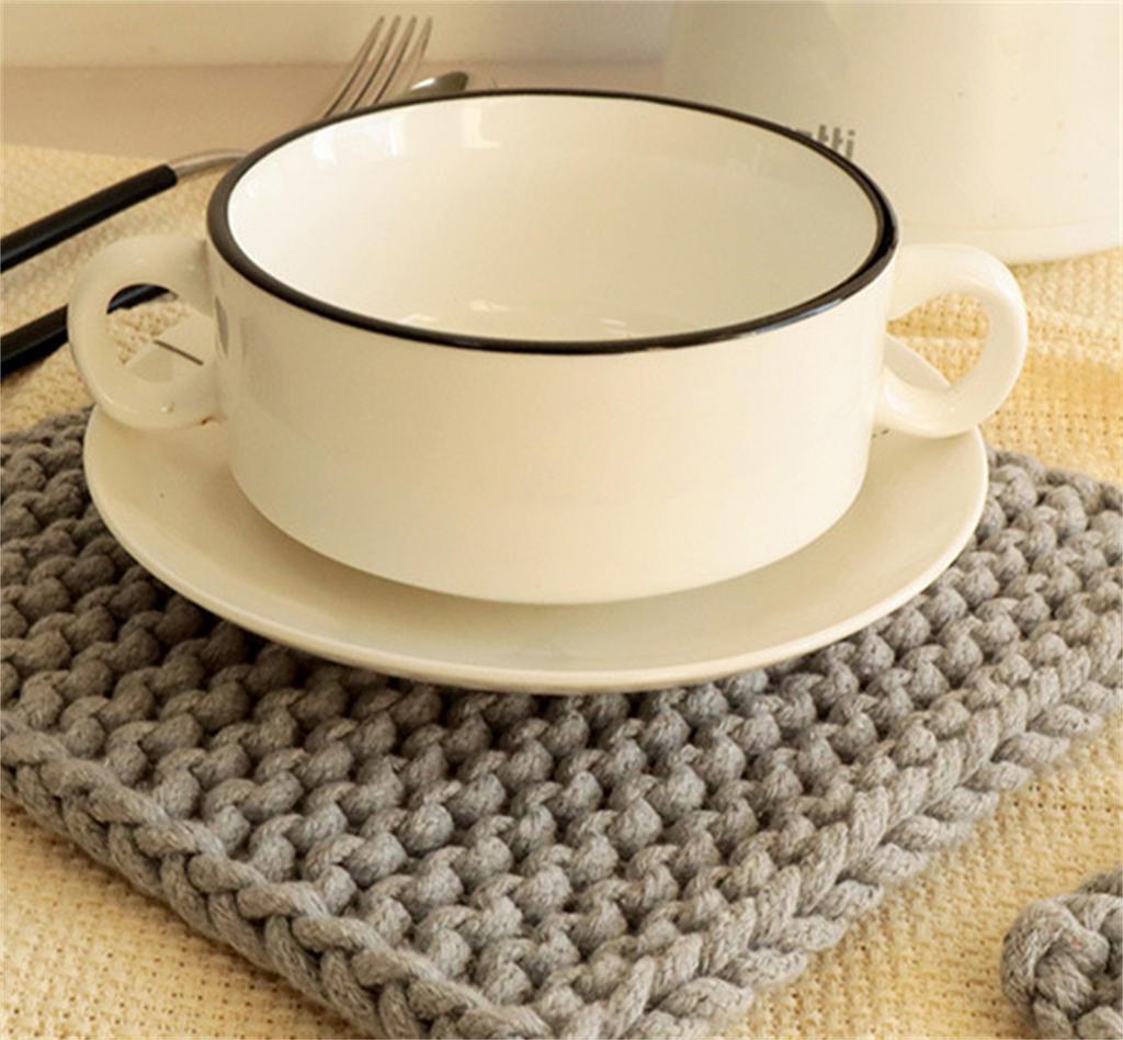 Pot Holder, Kitchen Essential, Cotton, Heat Resistant Crocheted Potholder With Hanging Loops Square Hot Pads For Kitchen, Cooking And Baking