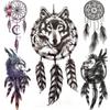 1 PC 210*114MM Cat Geometry Black Temporary Tattoos For Men  Women Black Forest Skull Tiger Wolf Tattoo Sticker Evil Devil Arm Tattoo