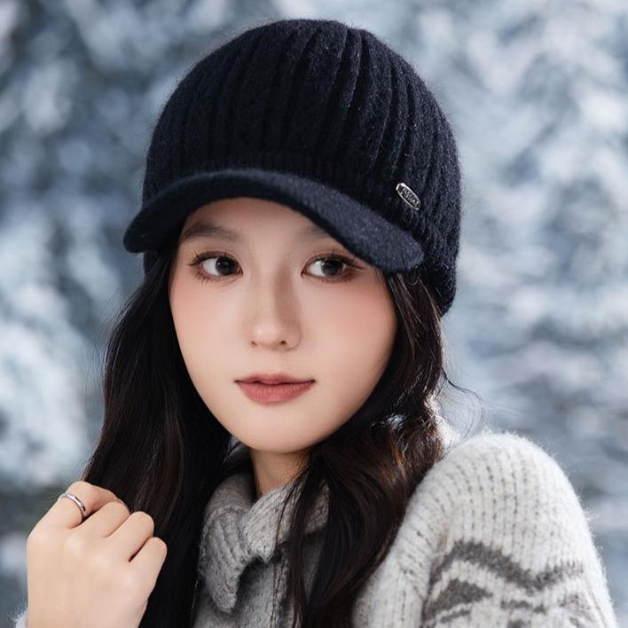 Осенне-зимняя теплая шапка Женская вязаная шерстяная модная бейсболка Утепленная повседневная шапка