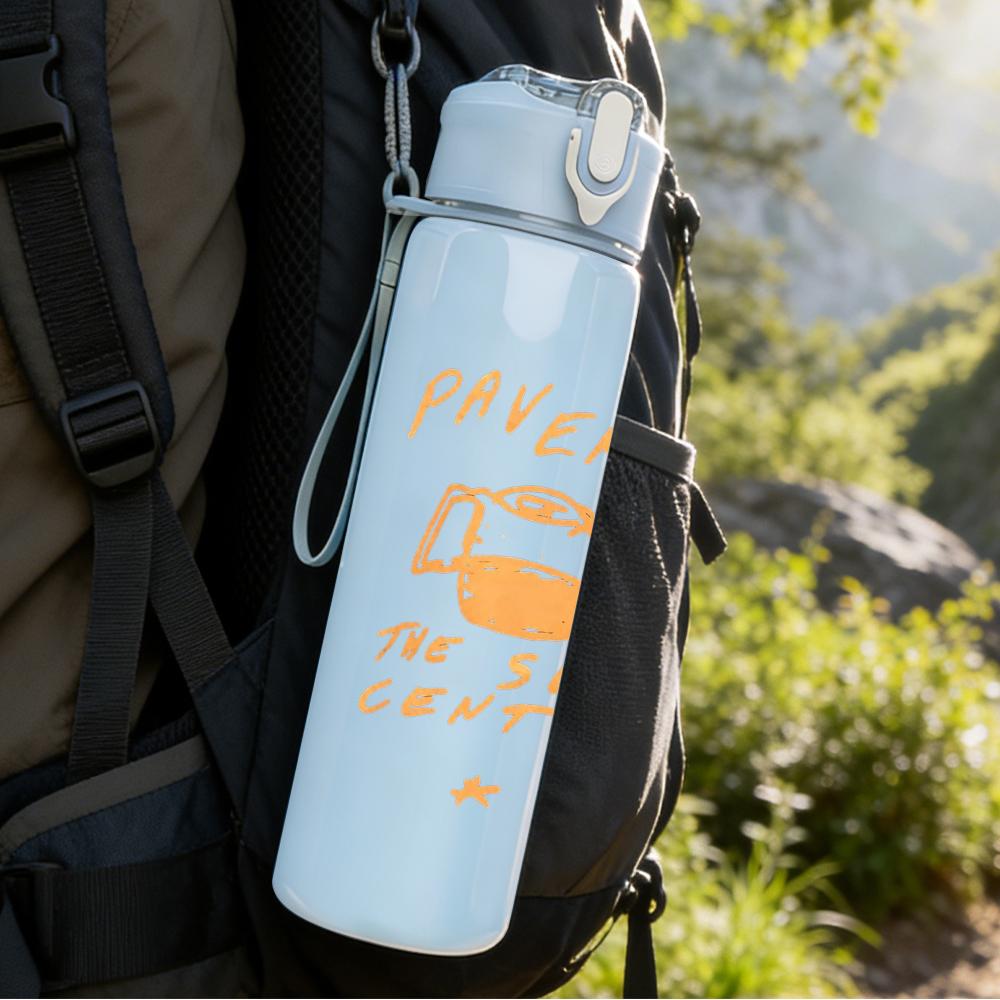 1PC All them witches dark band text print 750ml colorful plastic sports water bottle leakproof pop up lid with straw for outdoor work home use