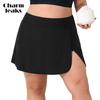 Women Plus Size Swim Skirt Tummy Control Split Swimsuit Bottom High Waisted Swim Suit Skirt with Pockets