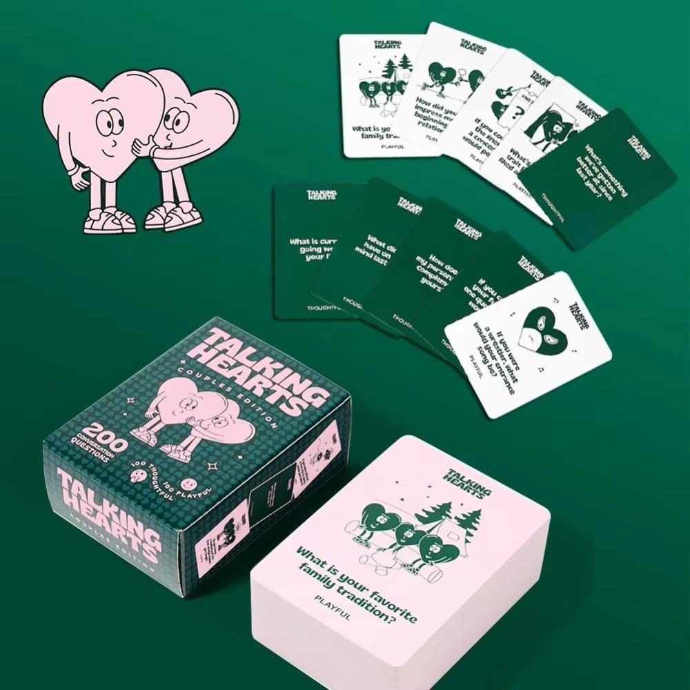 200 Questions Talking Hearts Cards Game Small Pictures Paper Flip Toy Party Game Props  Road Trips