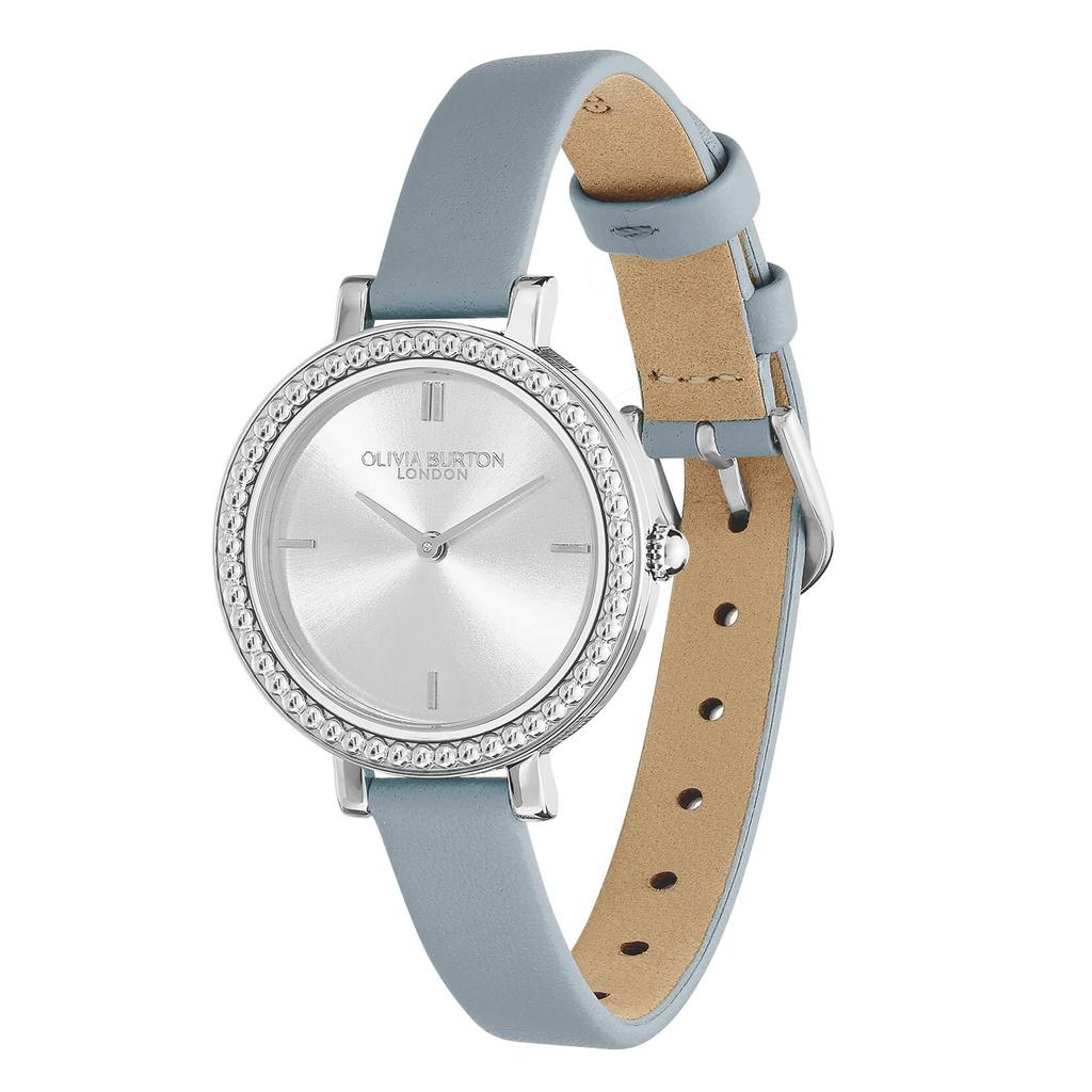 Авторизованный дистрибьютор Olivia Burton Watch Женские ob24000163 Classics 30 мм Винтажные бусины Серебристый Белый Солнечные лучи Меловой Синий Кожа [OLIVIA BURTON]