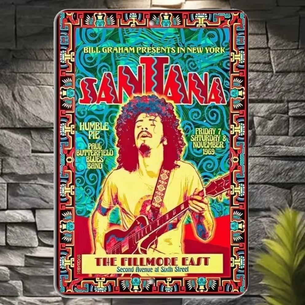 1 шт. 1969 Сантана Fillmore East Концертный Металлический Плакат Винтажные Рок-Мемобилии Настенное Искусство для Музыкальной Комнаты Бара или Коллекционного Дисплея