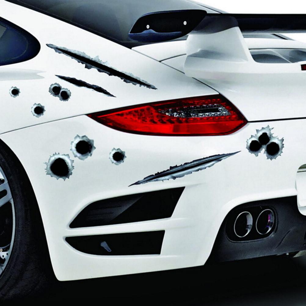 Креативный автомобильный Стайлинг 3D поддельные пулевые отверстия выстрелы из пистолета забавные автомобильные наклейки наклейки