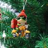 Christmas Frog Ornament Cartoon Frog with Santa Hat Riding Motorcycle Acrylic Pendant Xmas Tree Hanging Decoration for Tree Window Car Decor