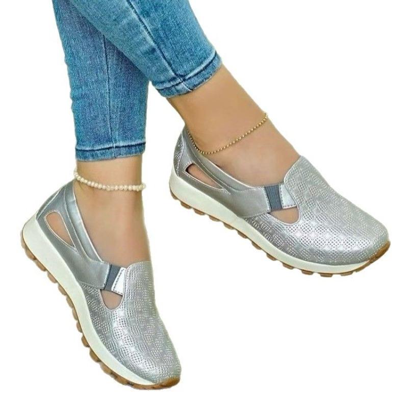 Женские вязаные слипоны широкой полноты, дышащие повседневные балетки с вырезами, удобные сетчатые лоферы для женщин