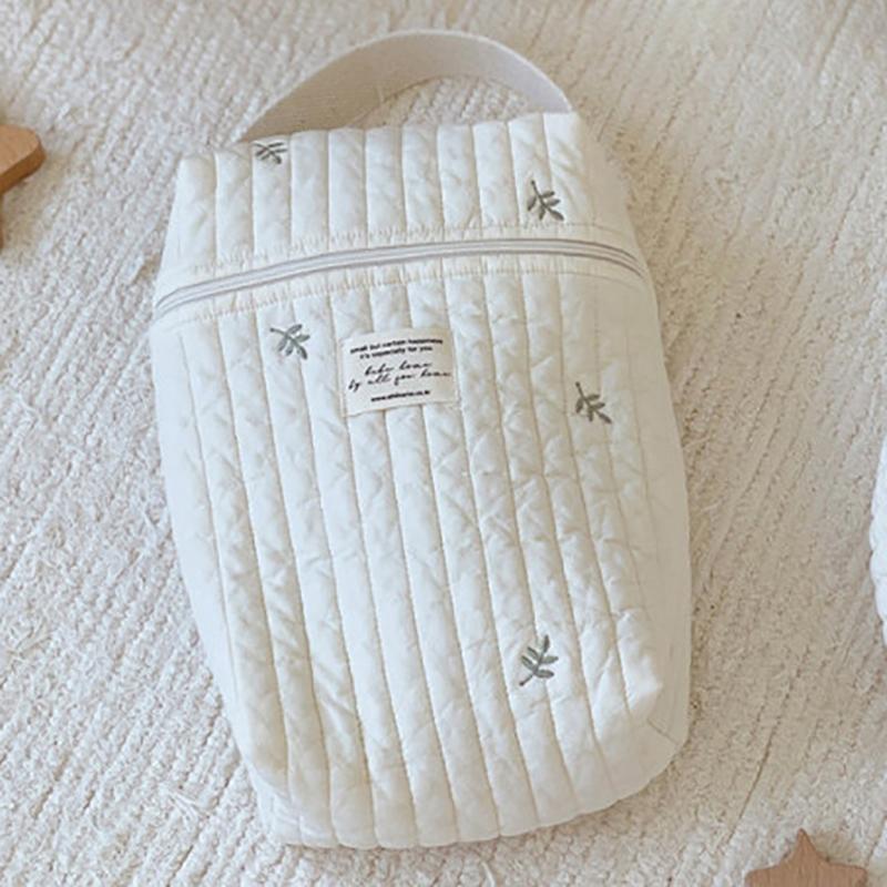 Embroidered Mommy Bag Handbag Stroller Zipper Hanging Organizer Bag Portable Diaper Storage Bag