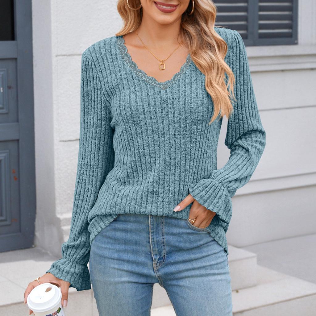 Женские рубашки с длинным рукавом, кружевные топы, деловая повседневная осенняя модная одежда, трикотажные блузки