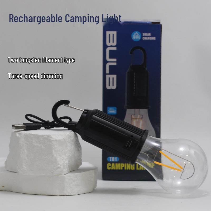 Перезаряжаемый кемпинговый фонарь с USB, 3 уровнями яркости и лампой с вольфрамовой нитью для использования на открытом воздухе