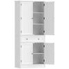 Kitchen Cabinet with 4 Doors, Drawer, and Adjustable Shelves for Kitchen, 80 x 39.5 x 186.4 cm White