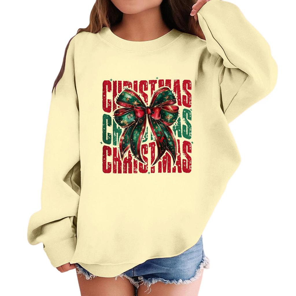 Children's Fashionable Casual Long-sleeved Loose Christmas Print Pullover Sweatshirt