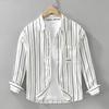 Japan fashion Fresh Artistic Stripe Long sleeve Shirts Men's European Hong Kong Style Versitile Fashion Western Style Casual Shirt Thin