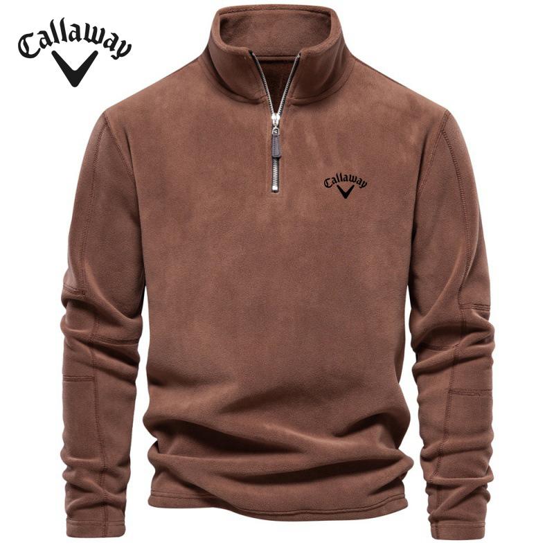 2025 Callaway Embroidered Couple Autumn and Winter New Item Stand Up Collar Half Zipper Long Sleeved Sweatshirt Trendy Casual Fleece Top