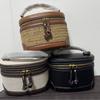 Fashion Canvas Color Blocked Handbag for Women High End Exquisite Round Barrel Single Shoulder Crossbody Bag Handheld Makeup Bag